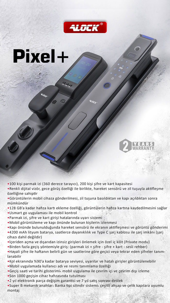 Kameralı Akıllı Kapı Kilidi Pixel+